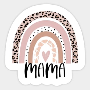 Retro Groovy Mama Rainbow Leopard Mother's Day Sticker